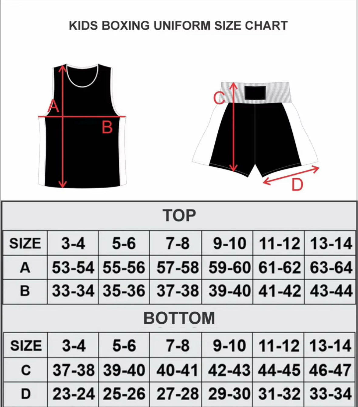 Junior Boxing uniform sets